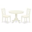 Pemberly Row 3-Piece Round Dining Set with X-Back Chairs in White