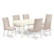 Pemberly Row 7-Piece Linen White Kitchen Set with Upholstered Parson Chairs