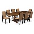 Pemberly Row 9-Piece Wood Dining Set with Rectangular Table in Walnut