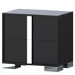 Pemberly Row Black 2-Drawer Nightstand with Metal Feet and Mirror Detail