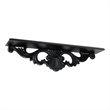 Pemberly Row Hand Carved Cedar Wall Shelf with Floral Design in Black