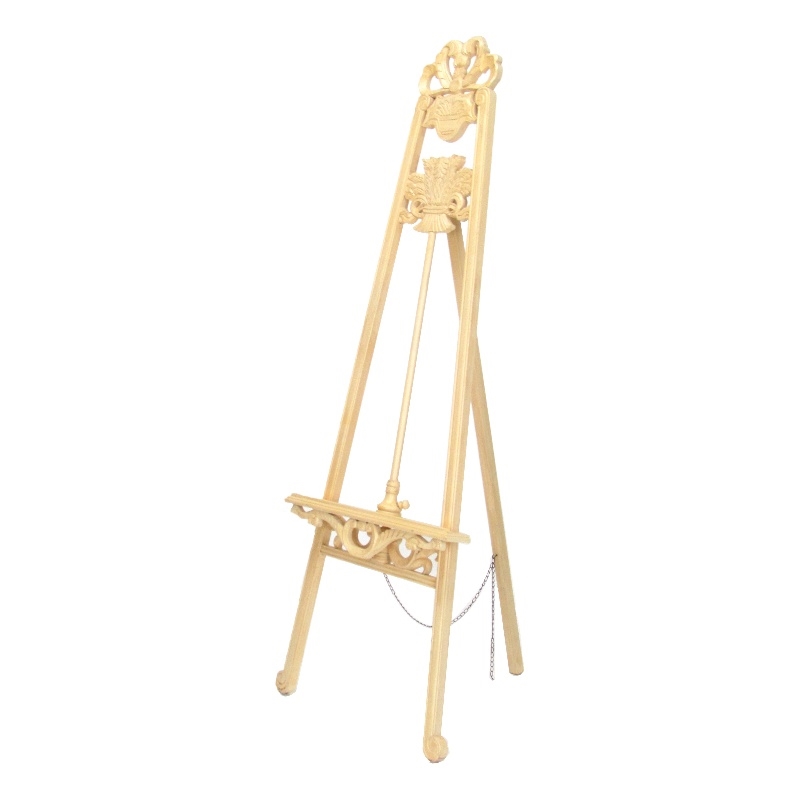 Pemberly Row Wood 3-Legged Easel with Scrollwork Details in Antique White