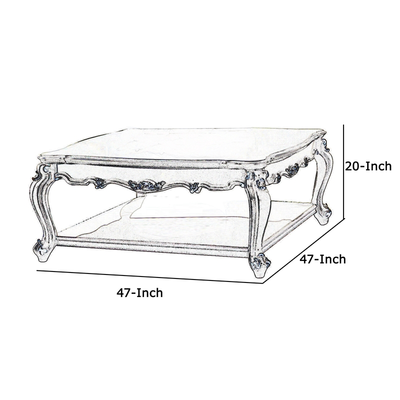 Pemberly Row Scalloped Top Coffee Table with Queen Anne Legs in White
