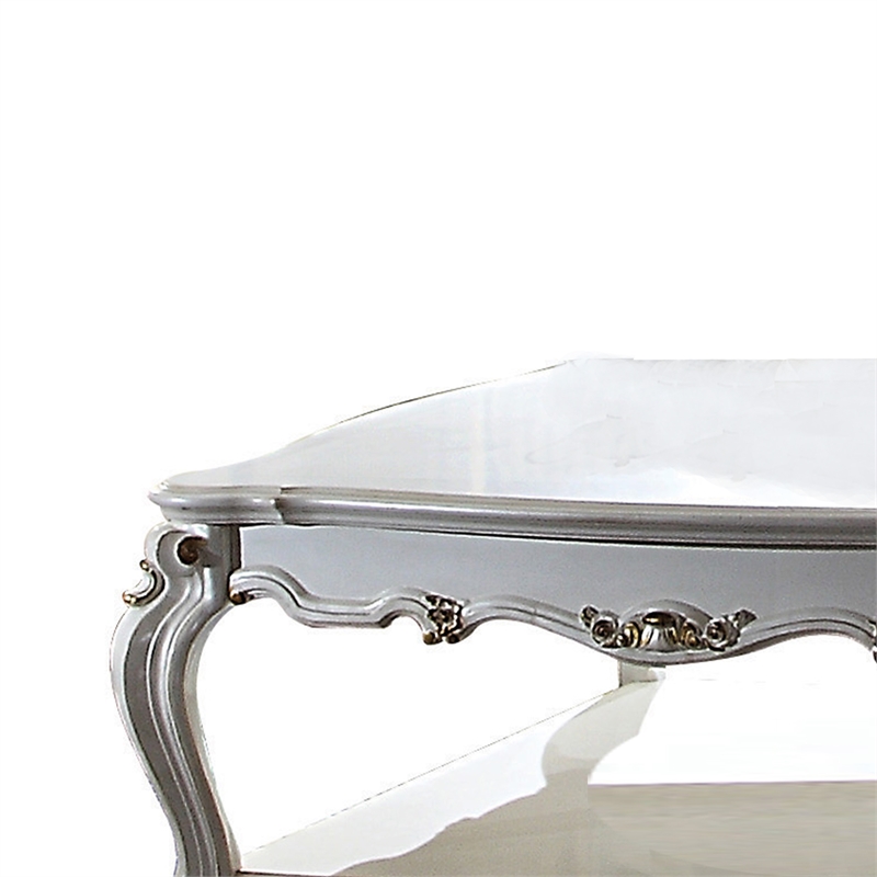 Pemberly Row Scalloped Top Coffee Table with Queen Anne Legs in White