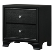 Pemberly Row 2 Drawer Nightstand with Textured and Crystal Pulls in Black