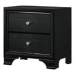 Pemberly Row 2 Drawer Nightstand with Textured and Crystal Pulls in Black