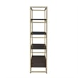 Pemberly Row Wood Bookshelf with 3 Shelves and Drawer in Brown and Gold