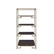 Pemberly Row Wood Bookshelf with 3 Shelves and Drawer in Brown and Gold