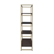 Pemberly Row Wood Bookshelf with 3 Shelves and Drawer in Brown and Gold