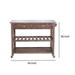 Pemberly Row 2 Drawer Kitchen Cart with Metal Top and Casters in Gray/Brown