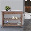 Pemberly Row 2 Drawer Kitchen Cart with Metal Top and Casters in Gray/Brown
