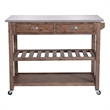 Pemberly Row 2 Drawer Kitchen Cart with Metal Top and Casters in Gray/Brown