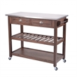Pemberly Row 2 Drawer Kitchen Cart with Metal Top and Casters in Gray/Brown