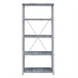 Pemberly Row Bookshelf with 4 Shelves and X Shape Frame in Silver and Gray