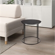 Pemberly Row Round Metal Frame Side Table with Tubular Legs in Black