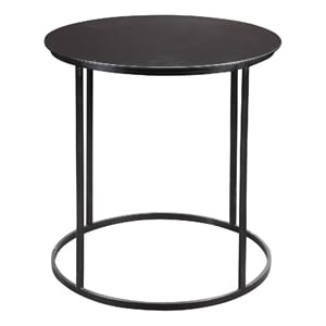 Pemberly Row Round Metal Frame Side Table with Tubular Legs in Black