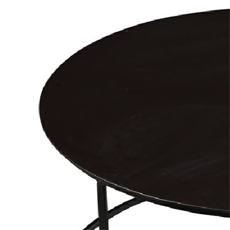Pemberly Row Round Metal Frame Side Table with Tubular Legs in Dark Brown
