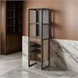 Pemberly Row Wine Rack with 3 Compartments and Drawer in Brown and Black