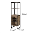 Pemberly Row Wine Rack with 3 Compartments and Drawer in Brown and Black