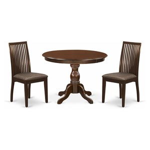 Pemberly Row 3-Piece Mahogany Dining Set with Round Table and 2 Chairs