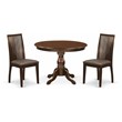 Pemberly Row 3-Piece Mahogany Dining Set with Round Table and 2 Chairs
