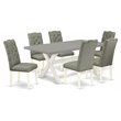 Pemberly Row 7-Piece Asian Hardwood Kitchen Dining Set with Smoke Chairs