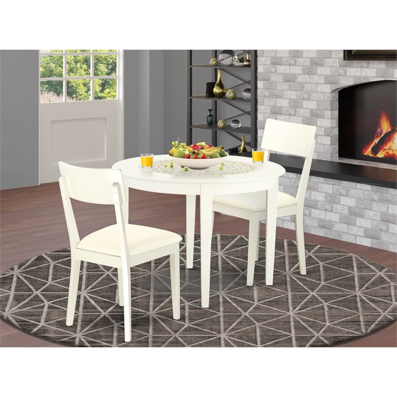 Pemberly Row 3-Piece Wood Dining Table and Chairs Set in Linen White
