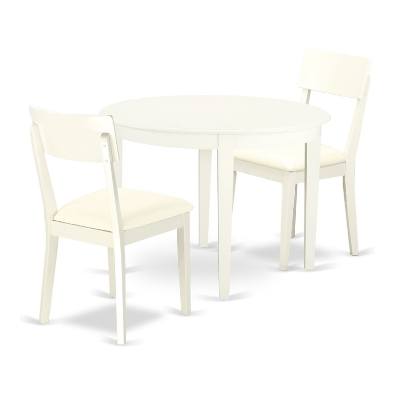 Pemberly Row 3-Piece Wood Dining Table and Chairs Set in Linen White
