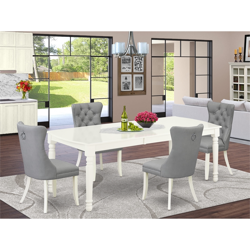 Pemberly Row 5-Piece Rubberwood Dining Table Set with Butterfly Leaf