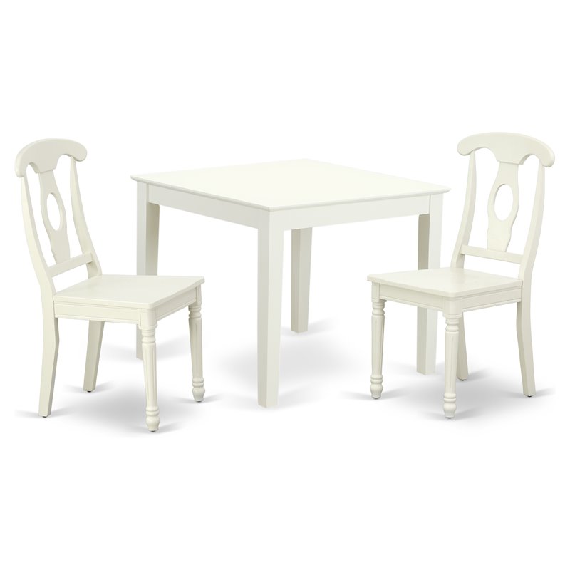Pemberly Row 3-Piece Wood Table and Chairs Set in Linen White