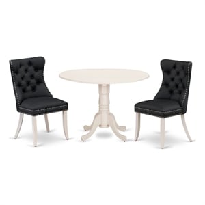 Pemberly Row 3-Piece Drop Leaf Dining Set in Linen White and Dark Gray