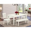 Pemberly Row 5-Piece Wood Dining Set with 2 Benches in Linen White