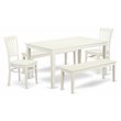 Pemberly Row 5-Piece Wood Dining Set with 2 Benches in Linen White