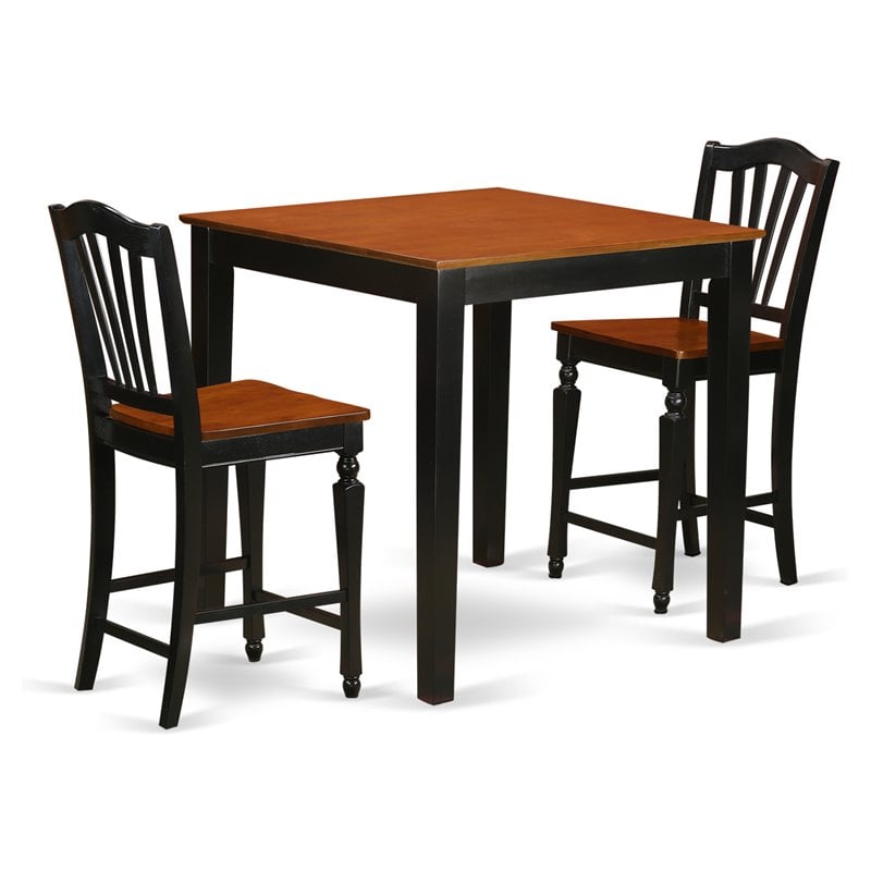 Pemberly Row 3-Piece Counter Height Pub Dining Set in Black and Cherry