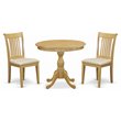 Pemberly Row 3-PC Wood Dining Set with Slatted Back in Oak Finish