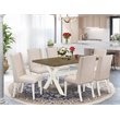 Pemberly Row 7-Piece Dining Set with Wood Table and Cream Chairs