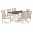 Pemberly Row 7-Piece Dining Set with Wood Table and Cream Chairs