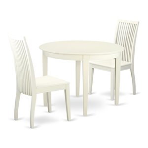 Pemberly Row 3-Piece Wood Round Dining Table Set in Linen White