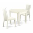 Pemberly Row 3-Piece Wood Round Dining Table Set in Linen White
