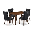 Pemberly Row 5-Piece Dining Set with Upholstered Chairs in Antique Walnut