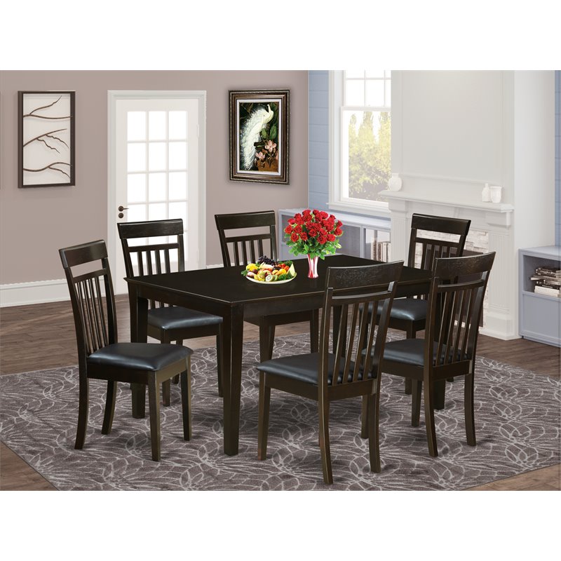 Pemberly Row 7-Piece Dining Set with Table & Chairs in Cappuccino