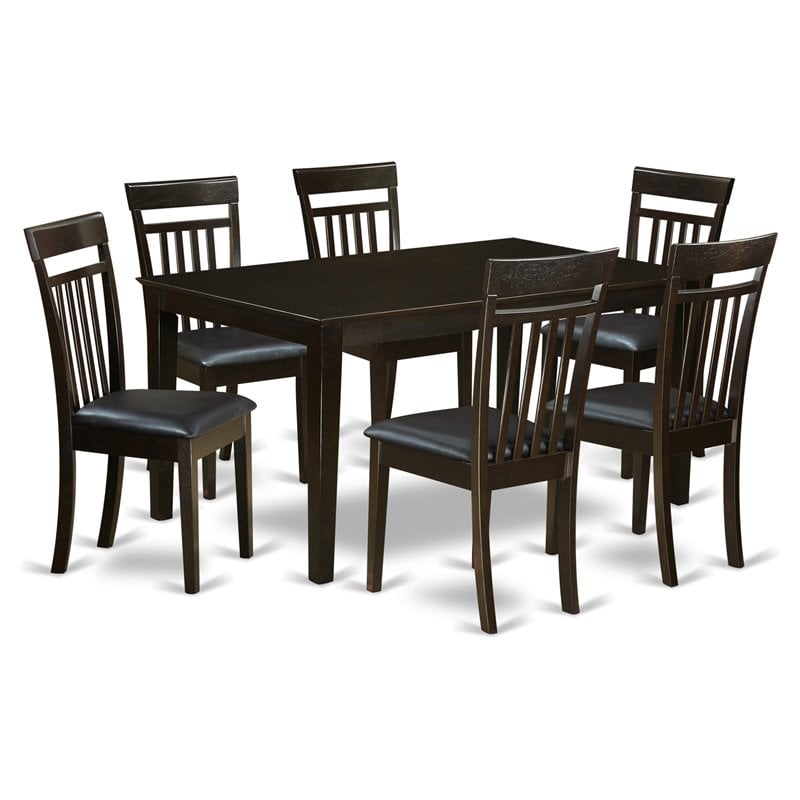 Pemberly Row 7-Piece Dining Set with Table & Chairs in Cappuccino
