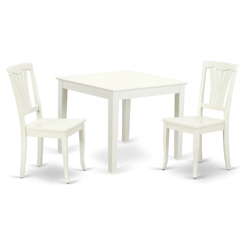 Pemberly Row 3-Piece Dining Set with Slatted Chairs in Linen White