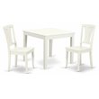 Pemberly Row 3-Piece Dining Set with Slatted Chairs in Linen White