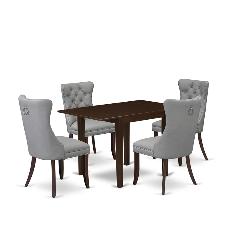 Pemberly Row 5-Piece Dining Set with Mahogany Table and Light Gray Chairs