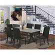 Pemberly Row Linen White 7-Piece Dining Set with Dark Khaki Chairs