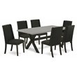 Pemberly Row Linen White 7-Piece Dining Set with Dark Khaki Chairs