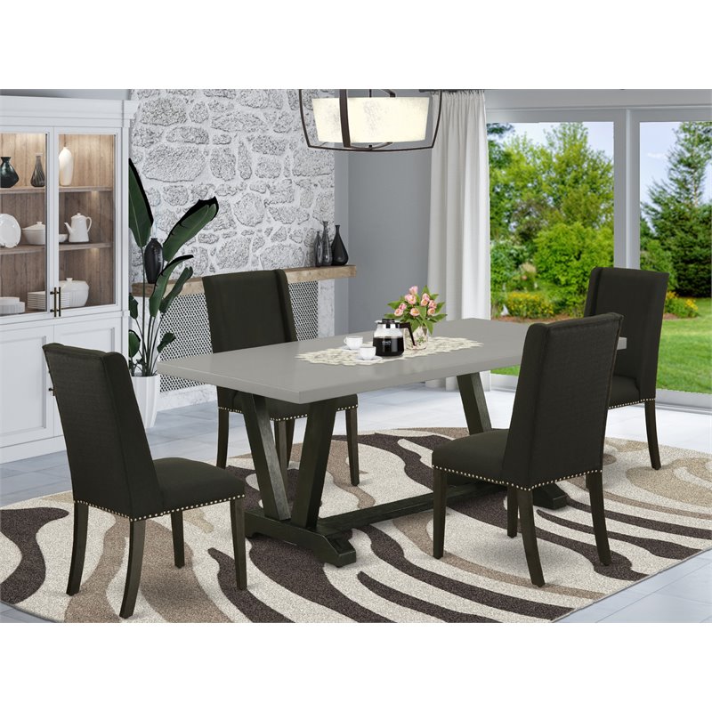 Pemberly Row V-Style 5-Piece Dining Room Set in Black/Cement Finish