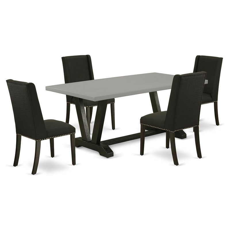 Pemberly Row V-Style 5-Piece Dining Room Set in Black/Cement Finish