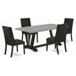 Pemberly Row V-Style 5-Piece Dining Room Set in Black/Cement Finish